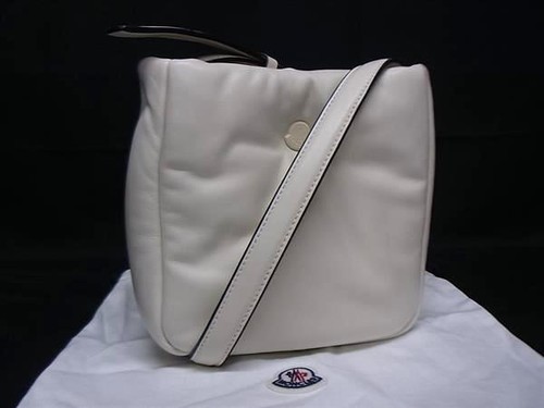 MONCLER Moncler leather crossbody shoulder bag, diagonal bag, women's, iory