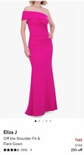 Eliza J Women's Pink Asymmetric Off-the-Shoulder A-Line Gown Dress Size 6