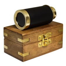 Handheld Brass antique Telescope Spyglass with Wooden Box - Pirate Navigation...