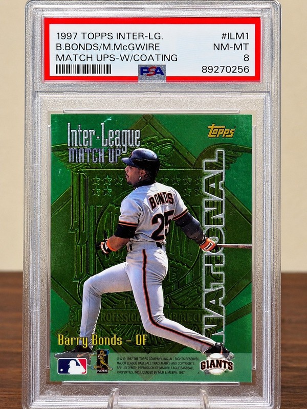 1997 Topps Inter League Match-Ups Mark McGwire, Barry Bonds PSA 8! RARE! 