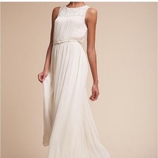 BHLDN Anthropologie Ivory Jayne Bridal Wedding Lace Maxi Dress 8 Romantics
