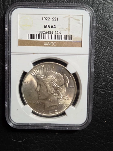 Beautiful 1922 Peace Silver Dollar NGC Graded MS 64