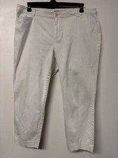 Lauren Ralph Lauren 18W White Cotton Stretch Pants Women Ladies Straight  25