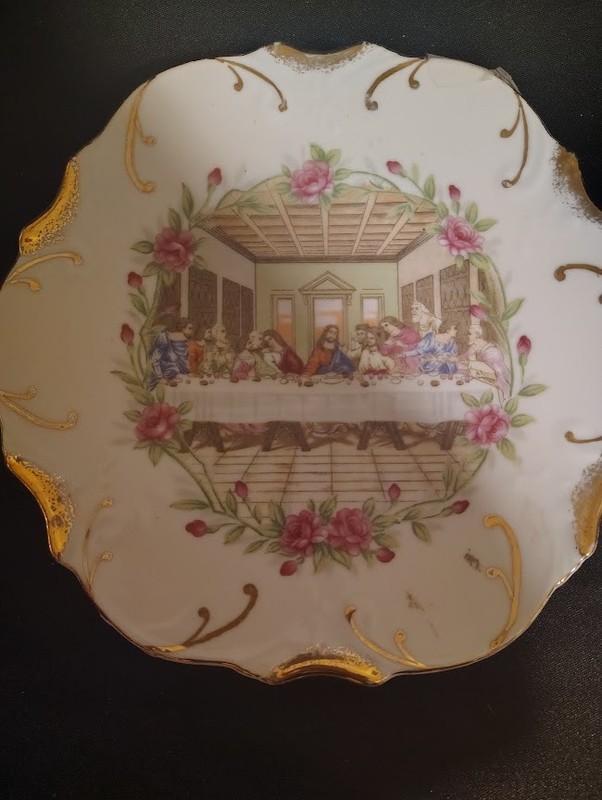 Vtg Jesus ‘The Last Supper’ 8” Decorative Porcelain Plate 18K Gold Trim Japan