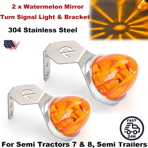 LED Watermelon Mirror Turn Signal Angled Light Bracket & Side Marker For Trailer