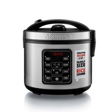Gourmia 5 Qt Rice and Grain Cooker with Steam Tray, 20 Cup Cooked, 6 Presets