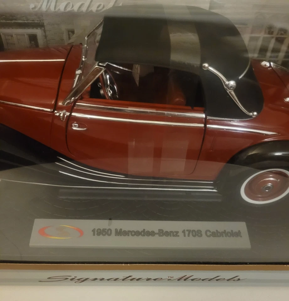 1950 MERCEDES-BENZ 170S CABRIOLET BURGUNDY 1/18 DIECAST SIGNATURE MODELS 18123 - Image 3 of 4
