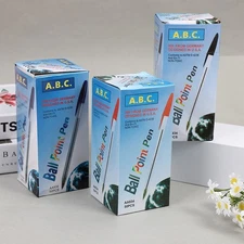 50 Pens Ballpoint Pen Black Medium Smooth Writing 1mm Ink Super Soft Grip Retrac