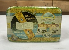 Vintage J.B Pace Tobacco's Scroll Cut Twist Genuine Tin 6X4X2 1/4 Inches
