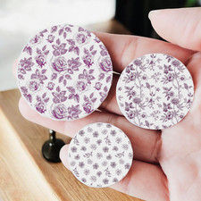 Miniature Pink Floral Plates Ceramic Dollhouse Tableware 1:12 Scale