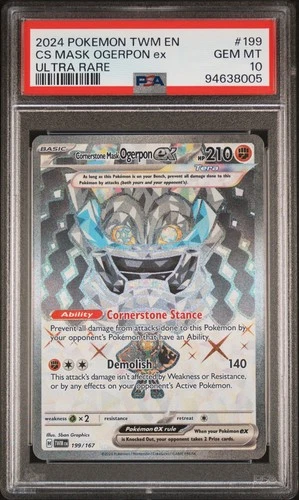 2024 POKEMON TWILIGHT MASQUERADE #199 CS MASK OGERPON EX ULTRA RARE PSA 10