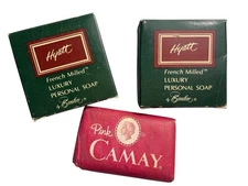Vintage x3 Soap Hyatt Hotels French Milled Luxury Oil of Mink Bath & Pink Camay
