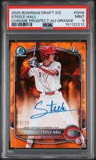 2025 Bowman Draft Sapphire Steele Hall Auto 23/25 Orange 1st CPA-SHA Reds PSA 9