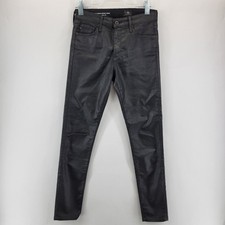 AG Adriano Goldschmied The Farrah Skinny Ankle Jeans 27 Leatherette Super Black