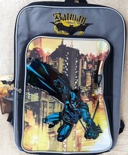 BATMAN Backpack NEW Full Size Canvas Book Bag NWT 15"x12" Batman Begins Flying