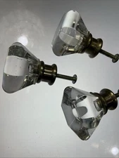 Contemporary Three Clear Resin Retro Drawer Pulls Silver Color Base