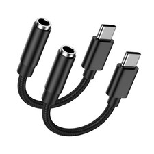 USB C to 3.5mm Audio Headphone Jack Adapter for Samsung Galaxy A17 A16 Black