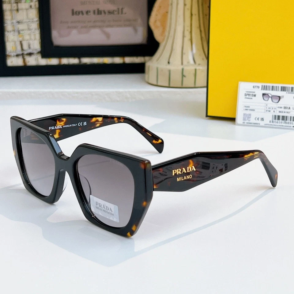 PRADA PR 15WS 3890A7 Black Tortoise Grey Gradient Women Sunglasses AUTHENTIC - Image 2 of 4