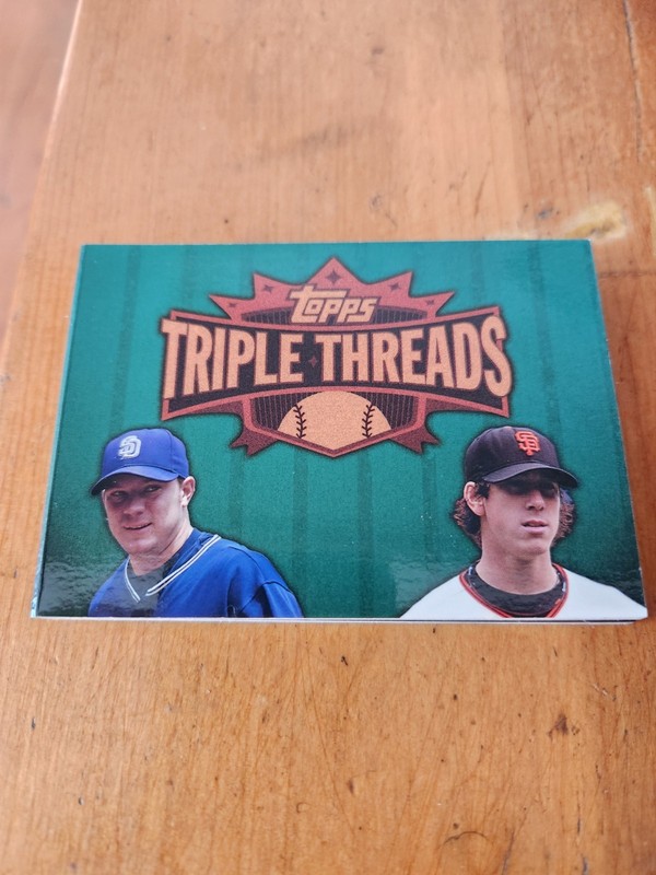 2009 Topps Triple Threads Tim Lincecum/Jake Peavy #15/18 GU Jerseys Booklet