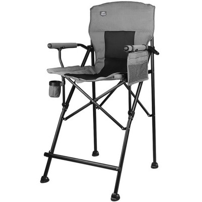 LANMONTAIN Extra Tall Folding Camping Chairs,30.7'' Seat Black&grey 1 Pack 