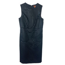 Tory Burch women's size 4 small Fletcher metallic black hounds tooth dress holid