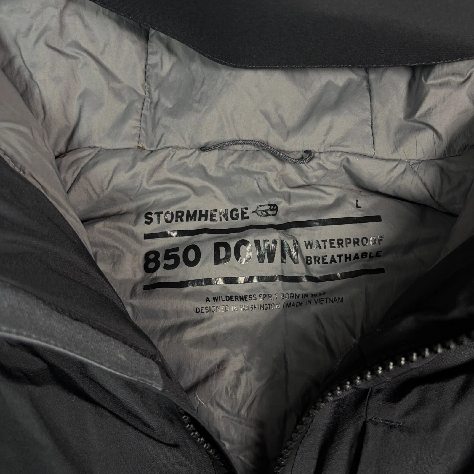 REI Stormhenge 850 Down Jacket Mens Large Black Waterproof Breathable Hooded image 3