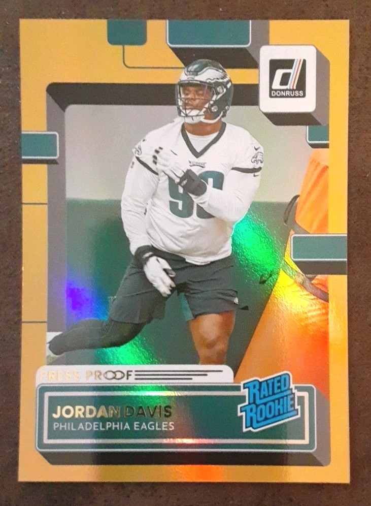 JORDAN DAVIS RC 2022 Panini Donruss #353 Gold Press Proof Rated Rookie Eagles 