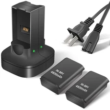 2 Pack 4800mAh Rechargeable Battery Pack with Dual Charging Station Dock Comp...