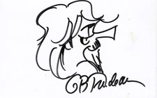 GARY TRUDEAU  autographed  sketch of ZONKER HARRIS 6 ½ x 4 ¼  DOONESBURY