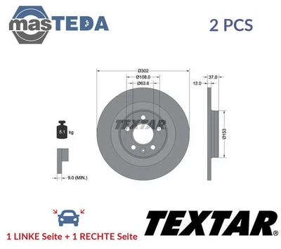 92304703 BREMSSCHEIBEN SATZ HINTEN TEXTAR 2PCS NEU OE QUALITÄT - Bild 1 von 4