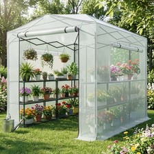 6 x 8 ft 8 12 ft Walk-in Greenhouse, Pop Up Tent Greenhouse PE Cover