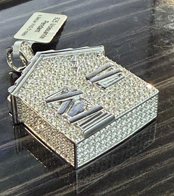 925 Sterlingsilber 6,94ct Moissanit Falle Haus Charm Anhänger 20g 1 Zoll 3D