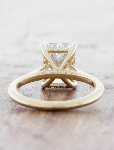 2 Ct Radiant-Cut Moissanite Solitaire Engagement Ring 14K Yellow Gold Plated - Picture 5 of 6