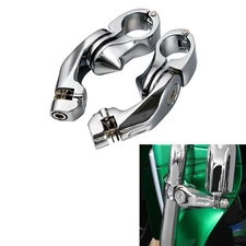 1 1/4" 32mm Chrome Short Angled Adjustable Highway Foot Peg Mount Kit For Harley