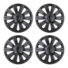 16" Set of 4 Black Wheel Covers Snap On Full Hub Caps fit R16 Tire & Steel Rim