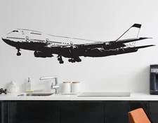 Large 747 Airplane Wall Decal Sticker by Stickerbrand. Flying Plane #6031