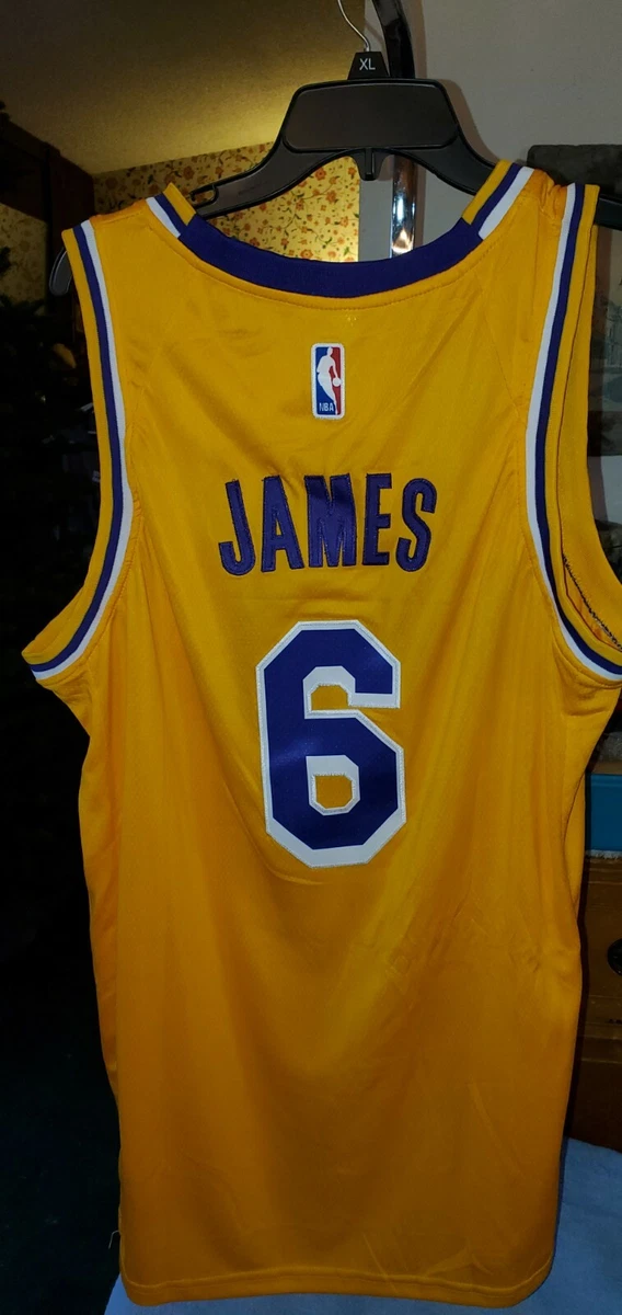 NBA LAKERS YELLOW JERSEY LeBron JAMES #6 Size XL