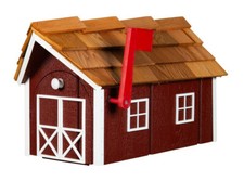 CLASSIC COUNTRY RED BARN MAILBOX - Red with C...
