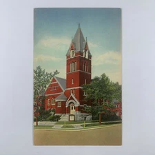 Postcard Illinois Peoria IL First Presbyterian Church 1940s Linen Unposted
