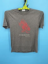 Fishbone T Shirt Mens Medium Gray Short Sleeve Graphic Tee Size Heathered Adult