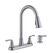 Sadira Double Handle Pull-Down Sprayer Kitchen Faucet with Soap Dispenser