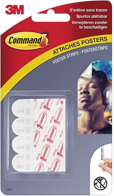 Command  17024FGN 3M Command Klebestreifen Poster Strips, Größe: S, weiß