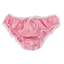 Baby Pink Satin Frilly Sissy Panties Bikini Knicker Underwear Briefs Size 6-20