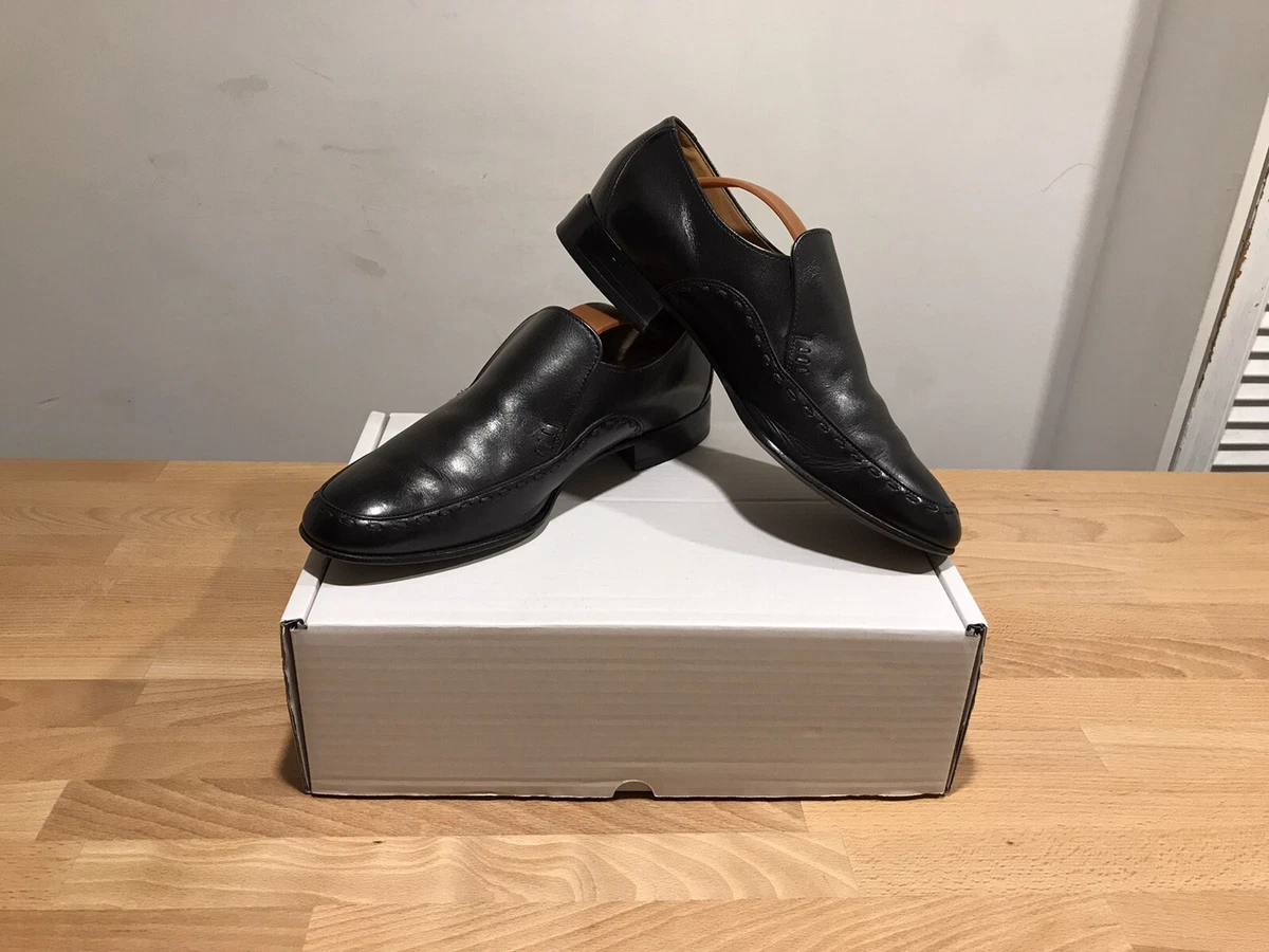 Loake OTLEY Black 100 Leather Moccasin Loafer Shoes Used UK8