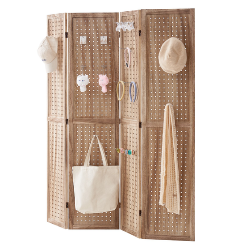 VEVOR Wood Room Divider Portable Wooden Partition 4 Panel for Room