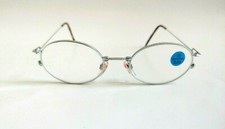 Vintage 90's Nickel Silver Oval Metal Skinny Frame Readers 1.50 S.Silver 