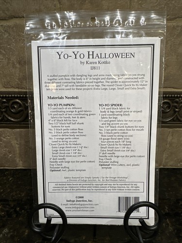 LOT of 2 HALLOWEEN THEMED PATTERN KITS ~ PUMPKIN & SPIDER and WEB PINCUSHION - Picture 3 of 5