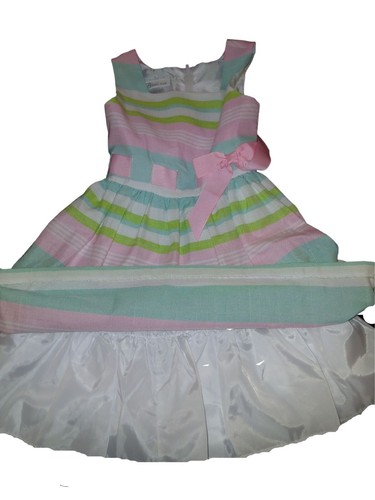 BONNIE JEAN Girl’s Size 6 Pastel Striped Sleeveless Dress Fit & Flare - Picture 3 of 5
