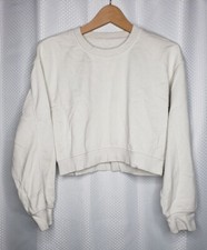 WOMEN'S CROP CREW NECK SWEATSHIRT IVORY FITS A SIZE SMALL S