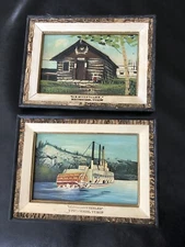 Lot of 2 3D Paintings Sam McGee's Cabin Stern Wheeler Boat Whitehorse Yukon